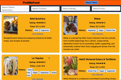 Demo of Find Me Food app