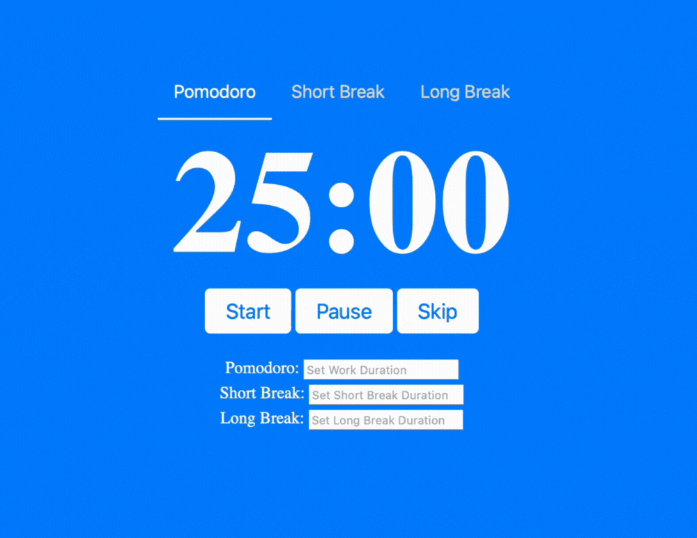 Demo of pomodoro timer