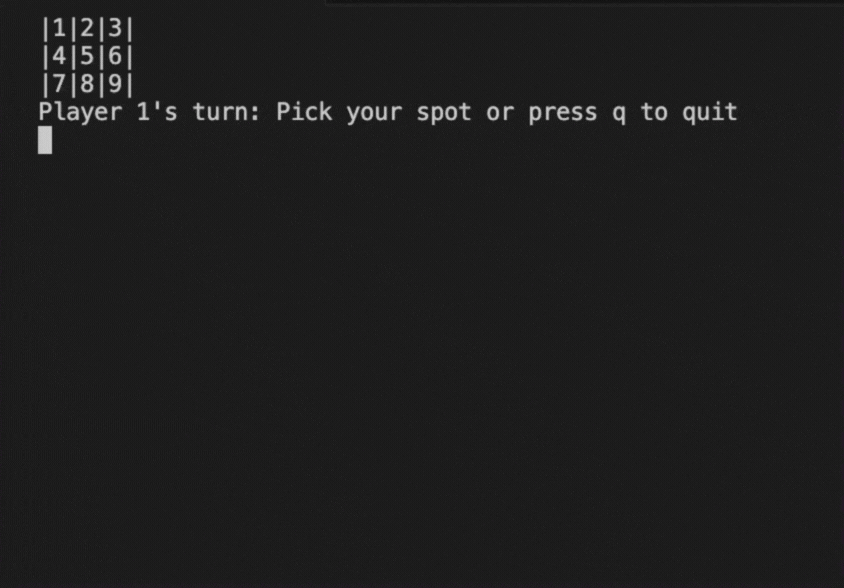 Demo of tictactoe